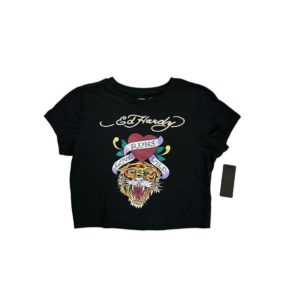 Ed Hardy TIGER HEART BABY TEE Size large - Picture 3 of 5